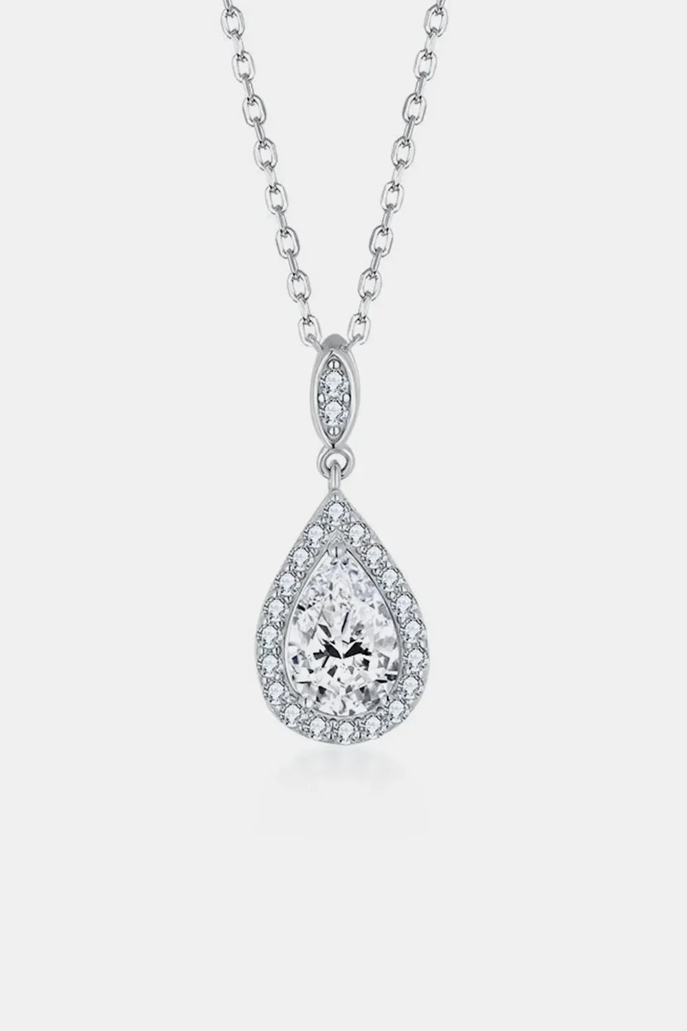 1.5 Carat Moissanite Teardrop Necklace Sterling Silver - Southern Shores Clothing