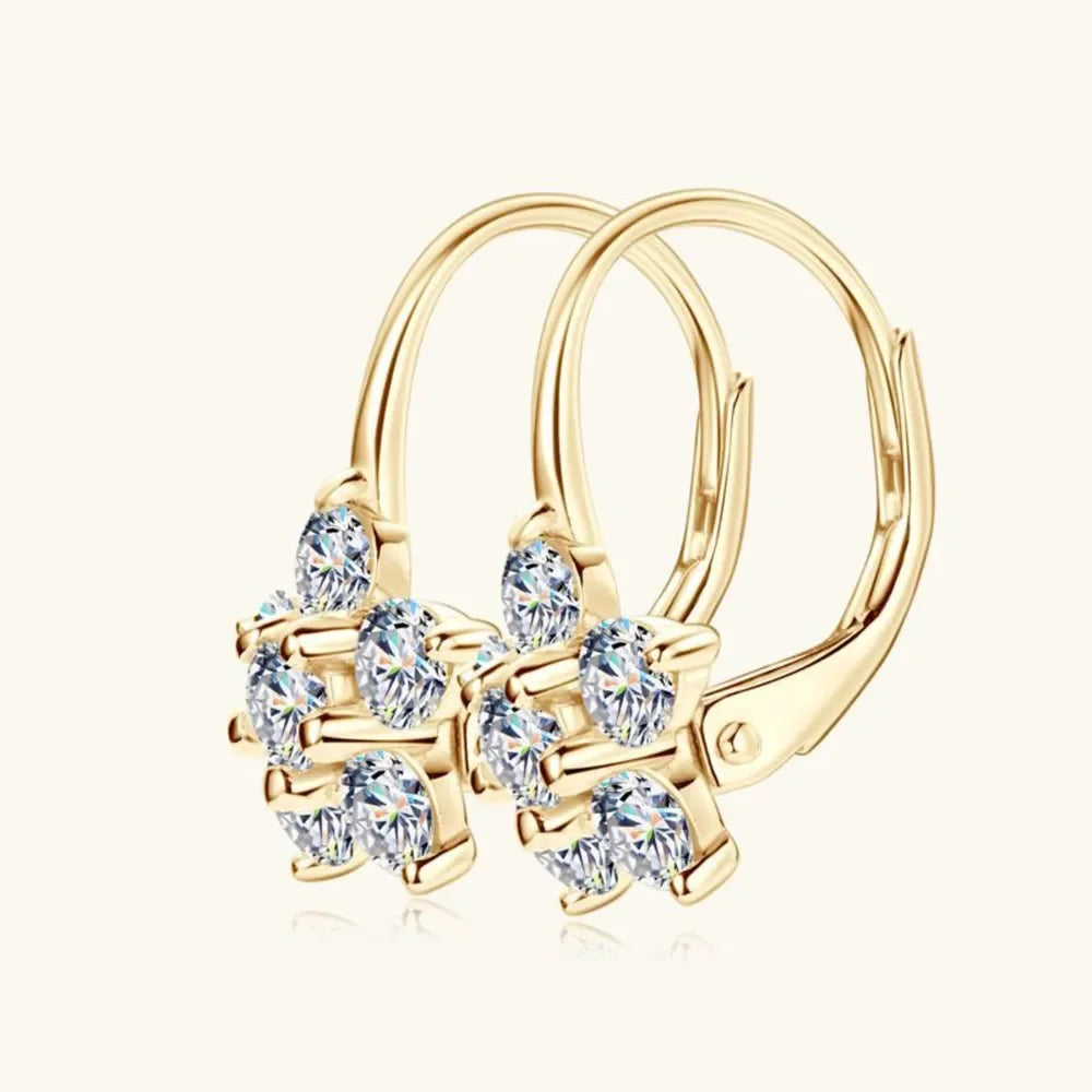 1.2 Ct Sterling Silver Moissanite Flower Huggie Earrings - Southern Shores Clothing