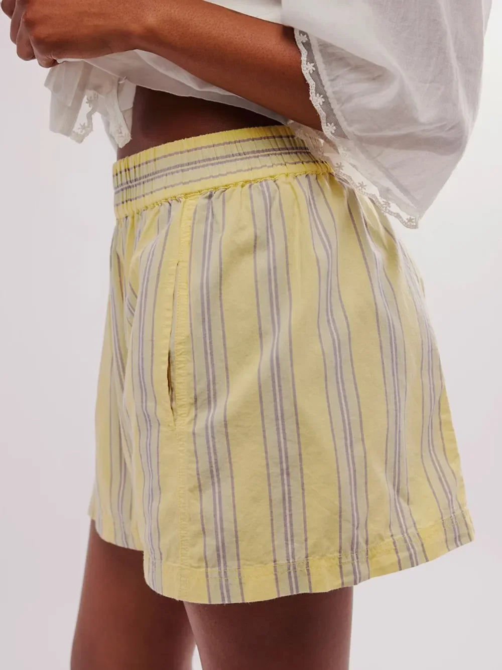 Striped Elastic Waist Casual Shorts For Daily Wear - Southern Shores Clothing