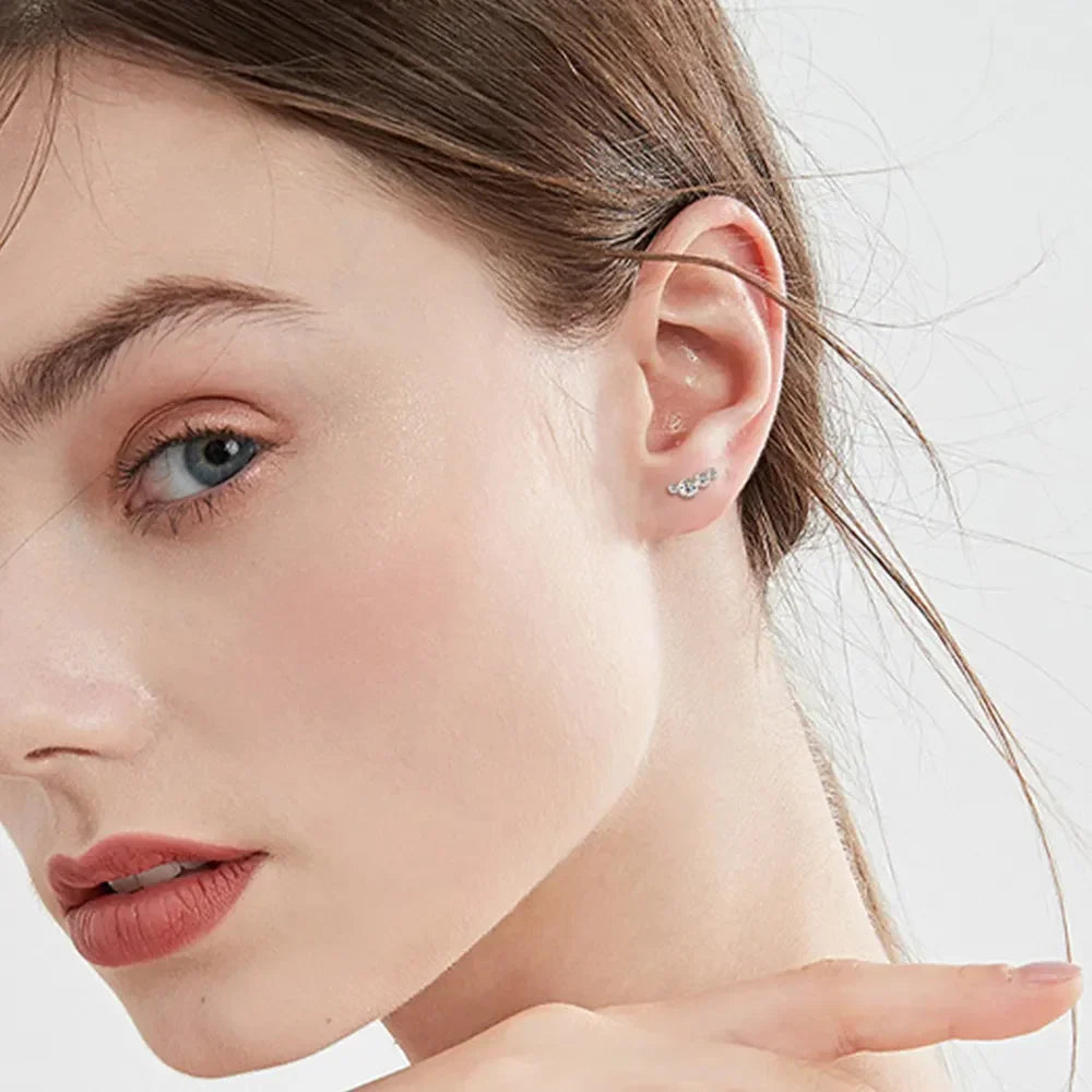 Sterling Silver Moissanite Stud Earrings - Southern Shores Clothing