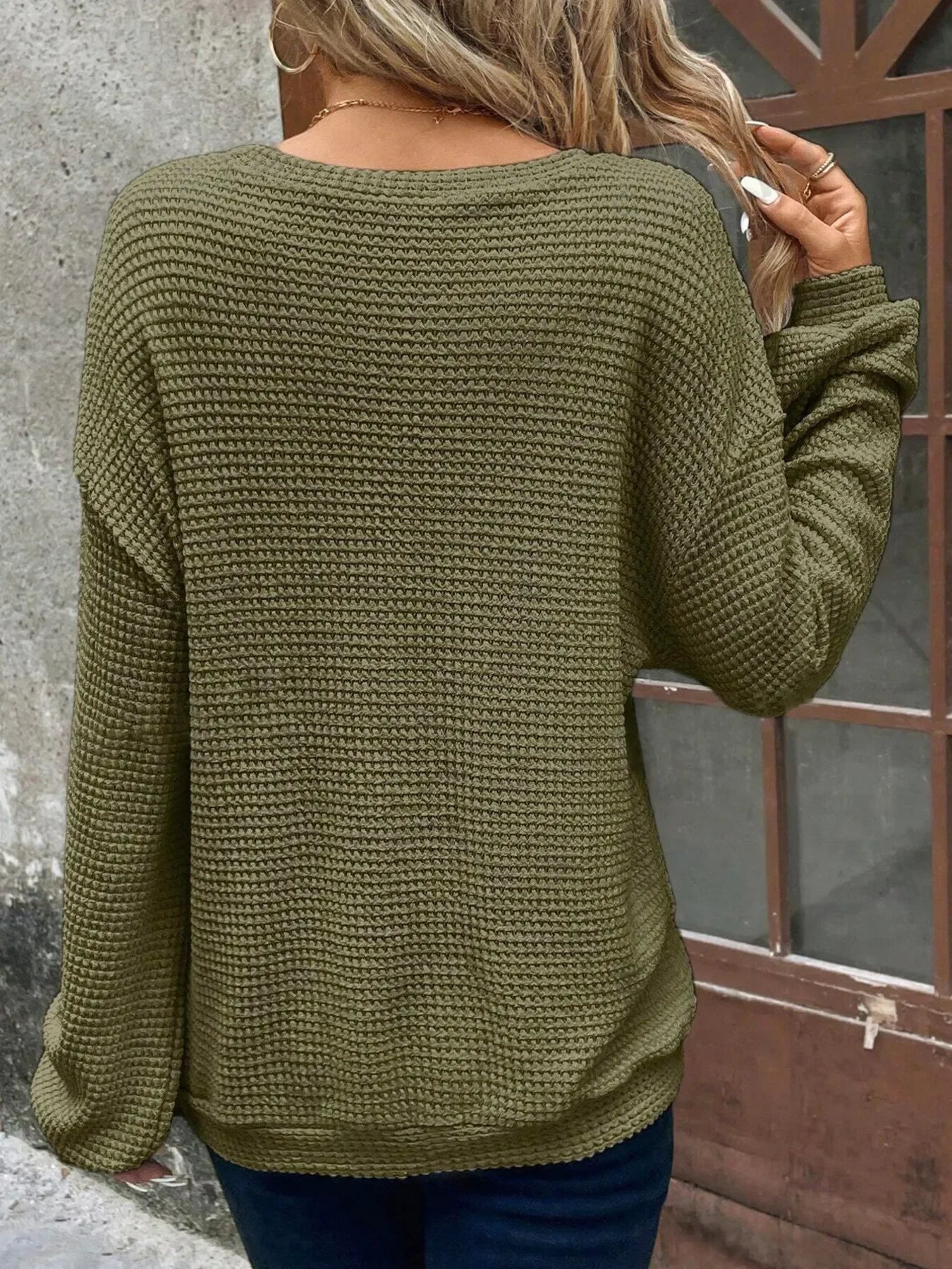 Plus Size Relaxed Fit Waffle Knit Round Neck T-Shirt - Southern Shores Clothing