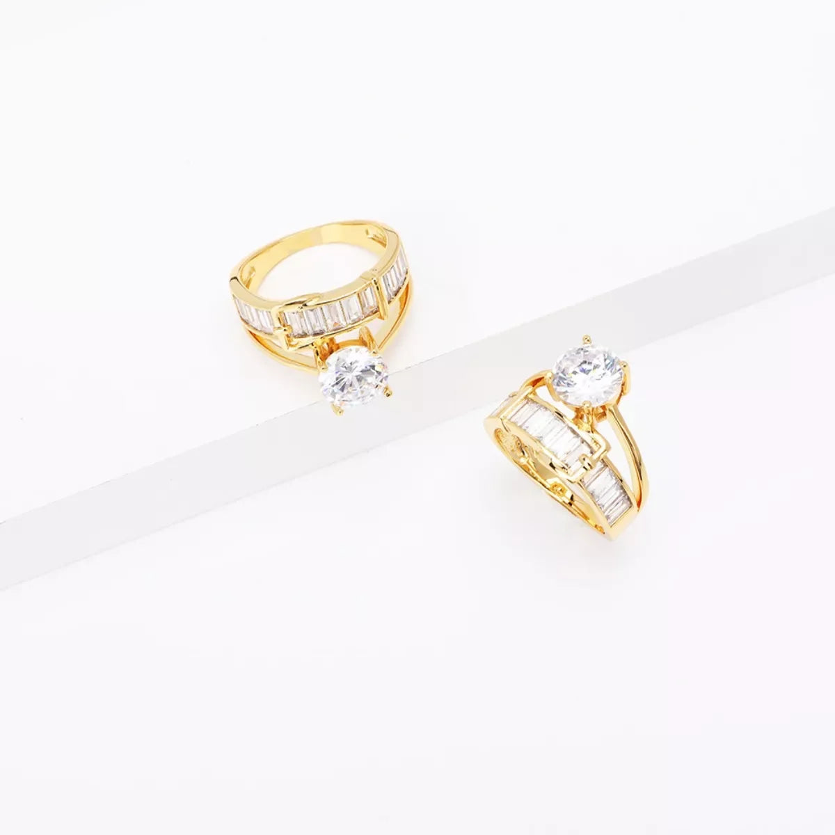 18K Gold Plated Zircon Ring With Slim Band Coastal Shine - Southern Shores Clothing