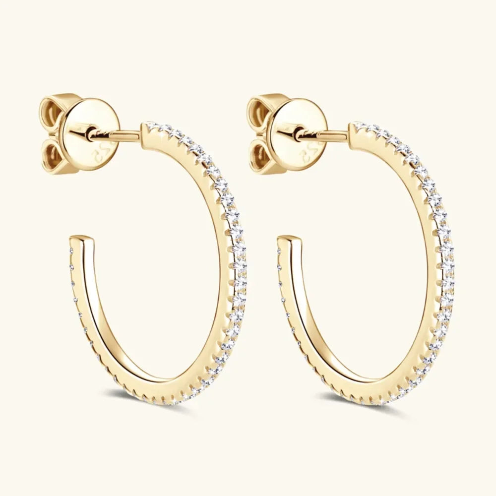 Inlaid Moissanite Gold-Plated Sterling Silver C-Hoop Earrings - Southern Shores Clothing
