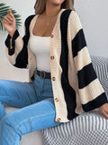 Block Pattern Button-Up Cardigan With Slight Stretch - Southern Shores Clothing