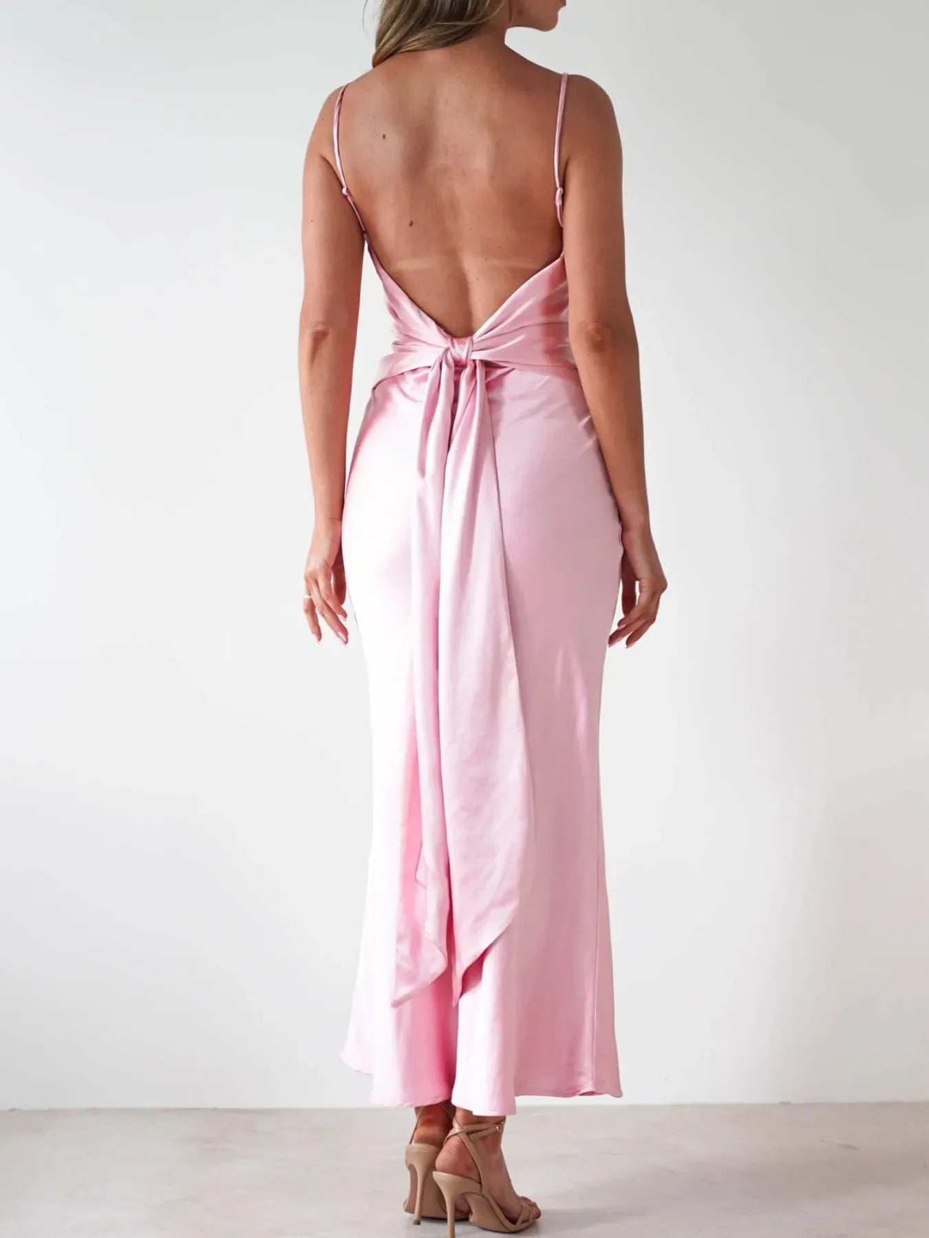 Satin Backless Cami Dress For Coastal Wear - Southern Shores Clothing