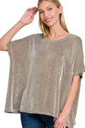 Striped Cotton Blend Oversized Short Sleeve Top - Southern Shores Clothing