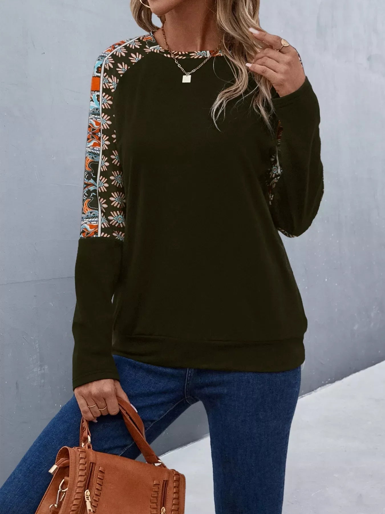Printed Raglan Sleeve Round Neck T Shirt For Casual Wear - Southern Shores Clothing