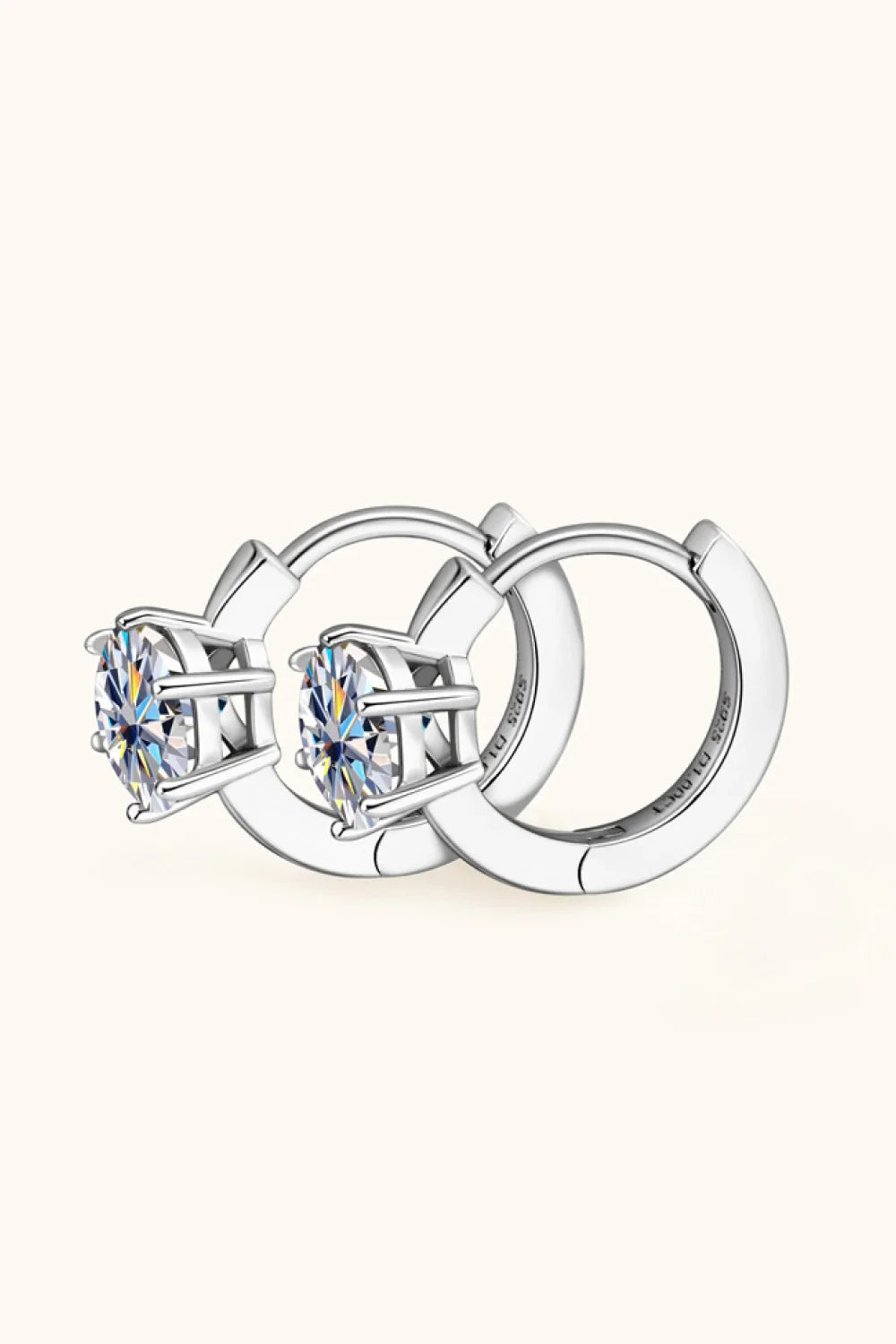 2 Carat Moissanite Sterling Silver Huggie Earrings - Southern Shores Clothing