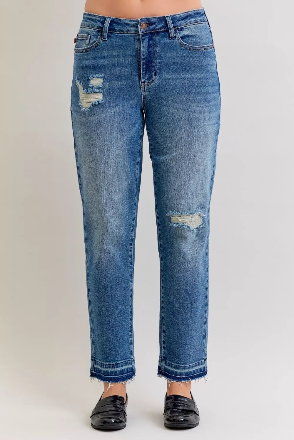 Coastal Judy Blue Mid Rise Destroyed Jeans Plus Size