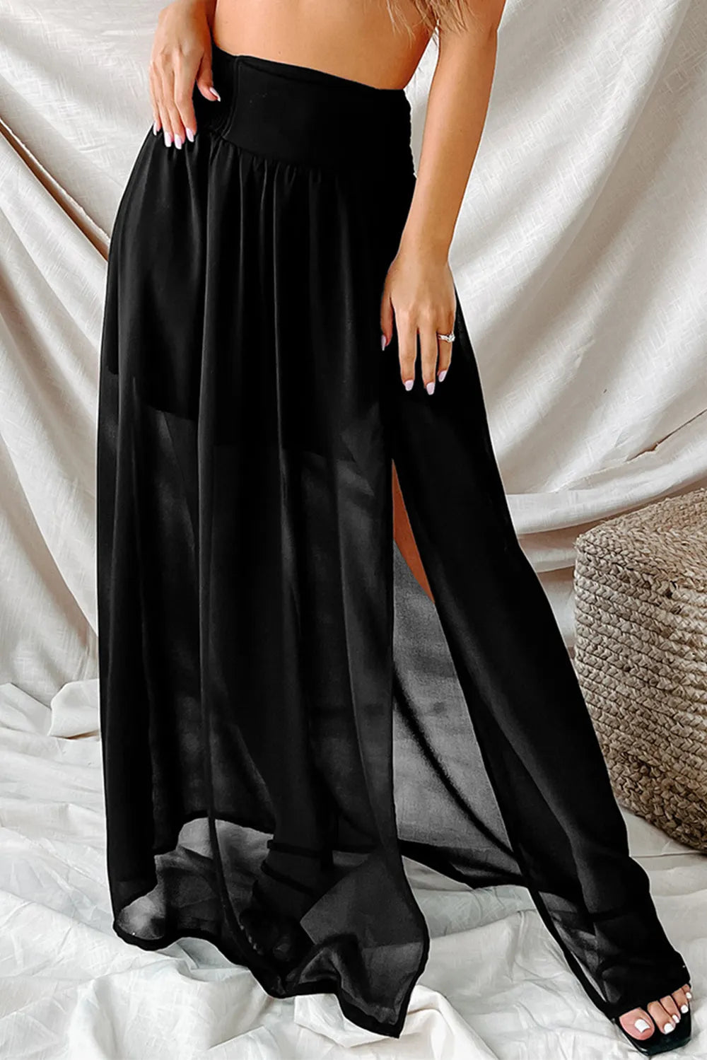 Women's Coastal Slit High Waist Flowy Maxi Skirt
