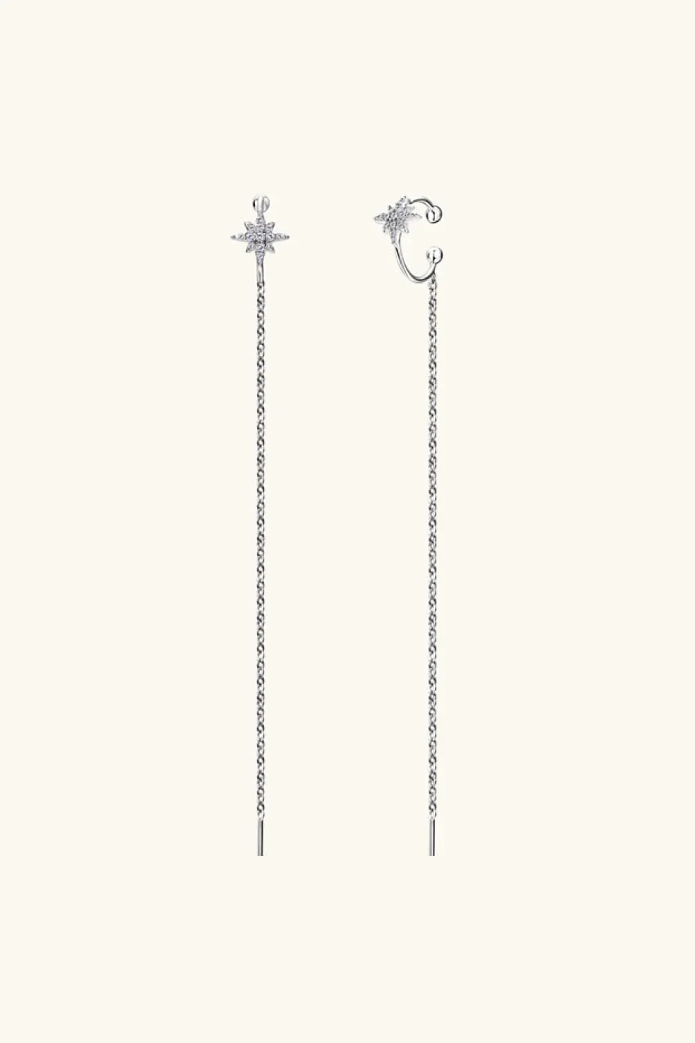 Platinum-Plated Moissanite Threader Earrings - Southern Shores Clothing