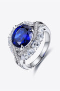 Lab-Grown Sapphire Ring Platinum-Plated Sterling Silver - Southern Shores Clothing