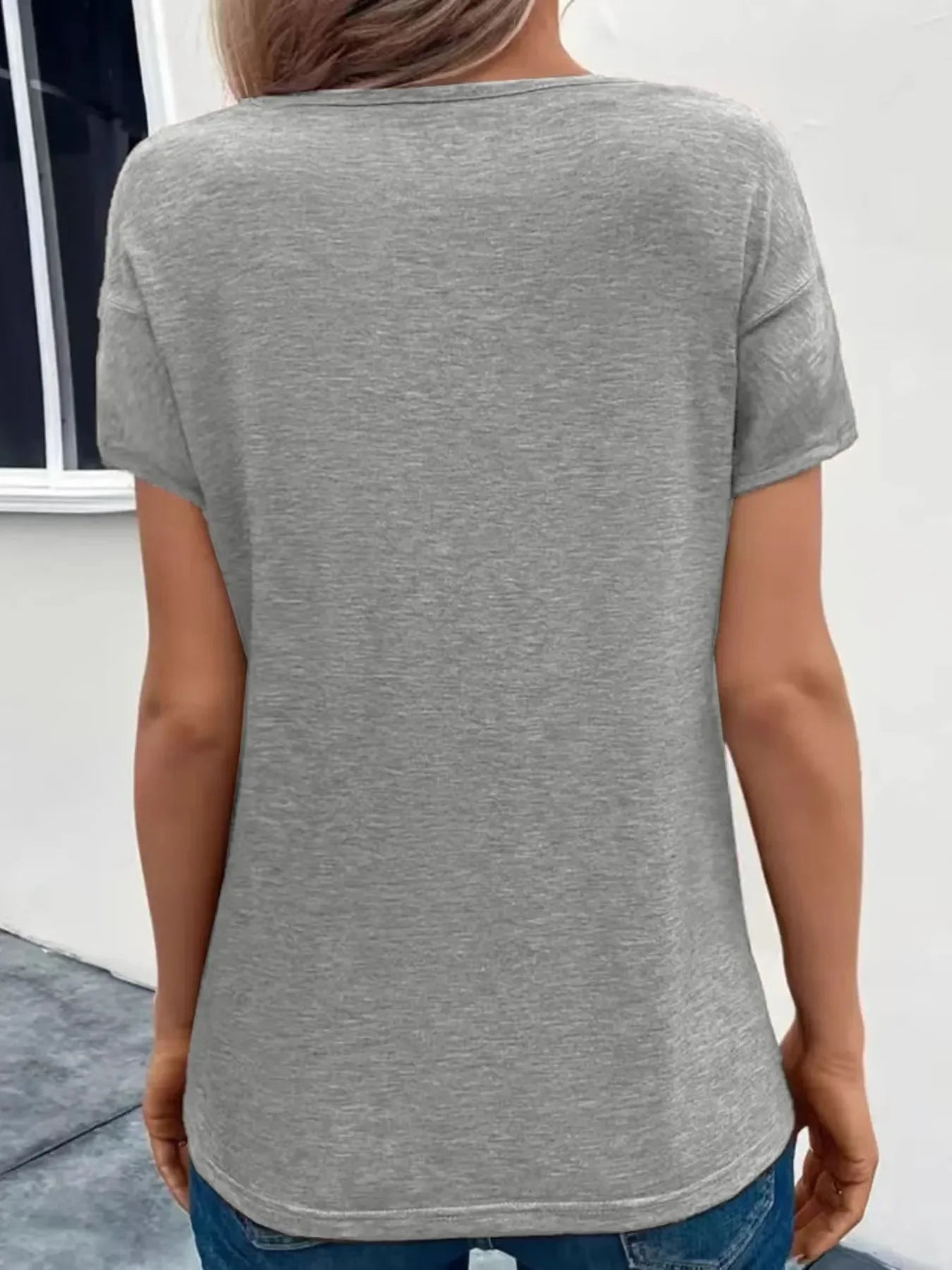 Ruched V-Neck Short Sleeve Basic Style T Shirt - Southern Shores Clothing