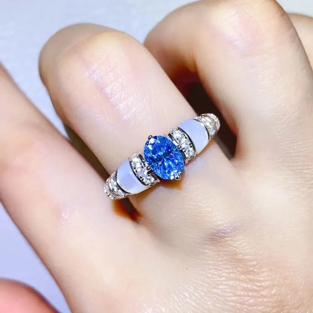 1 Carat Moissanite Sterling Silver Ring With Zircon Accents - Southern Shores Clothing