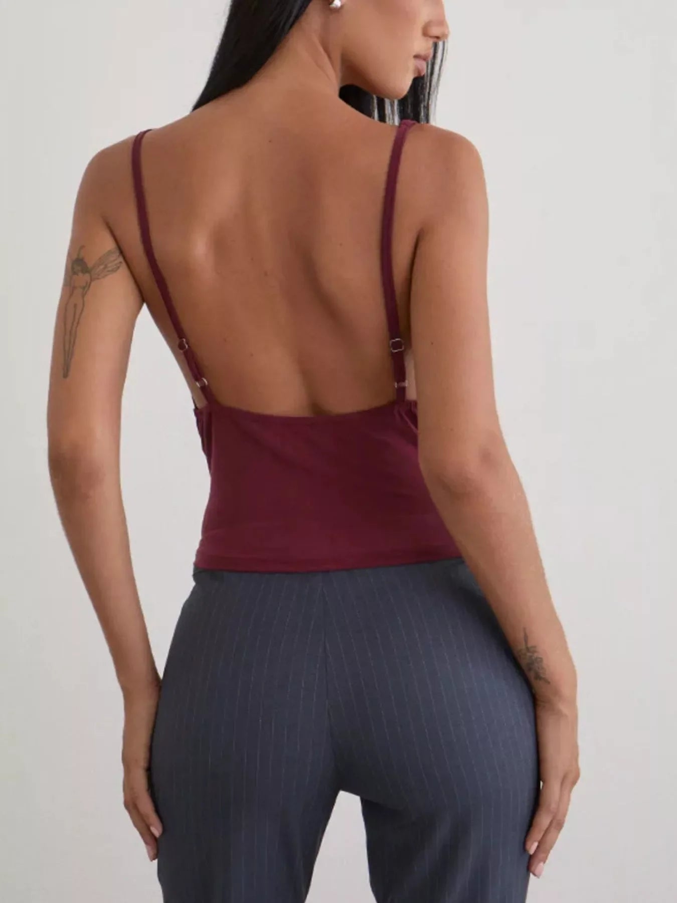Sequin Detail Ruched Tank Top With Draped Front Stretchy Knit - Southern Shores Clothing