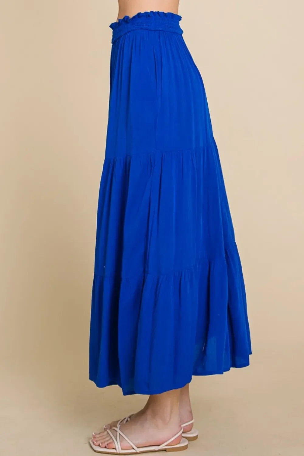 Lightweight Flowing Frill Ruched Midi Skirt - Southern Shores Clothing