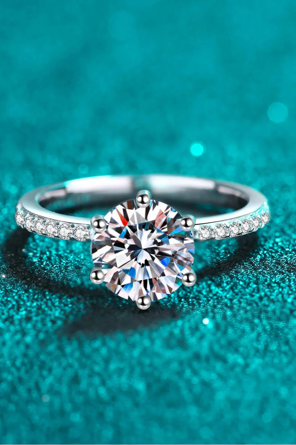 Sterling Silver Moissanite Ring 2 Carat Center Stone - Southern Shores Clothing