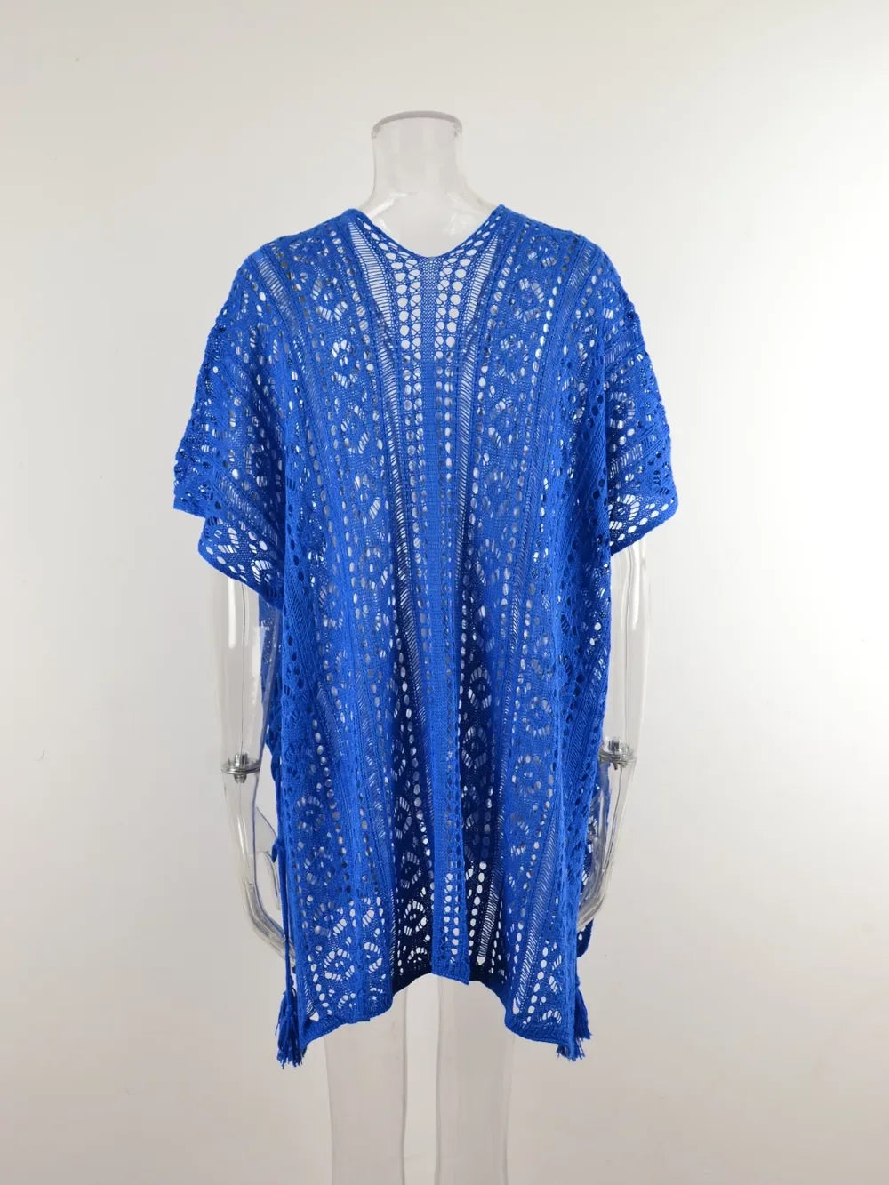 Angel Wings Cutout V-Neck Cover-Up With Tassel - Southern Shores Clothing