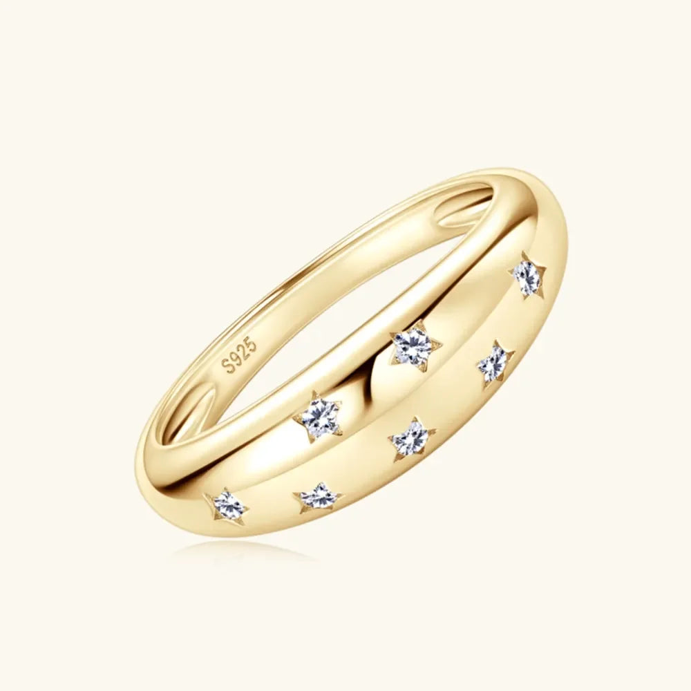 Sterling Silver Inlaid Moissanite Star Ring - Southern Shores Clothing