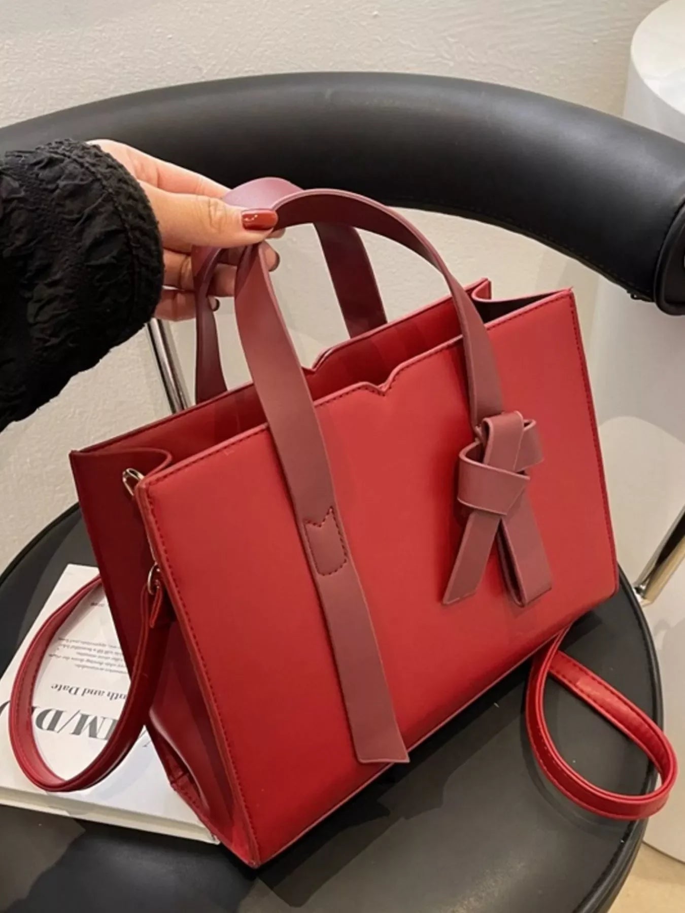 Faux Leather Tote Bag With Top Zip Closure - Southern Shores Clothing