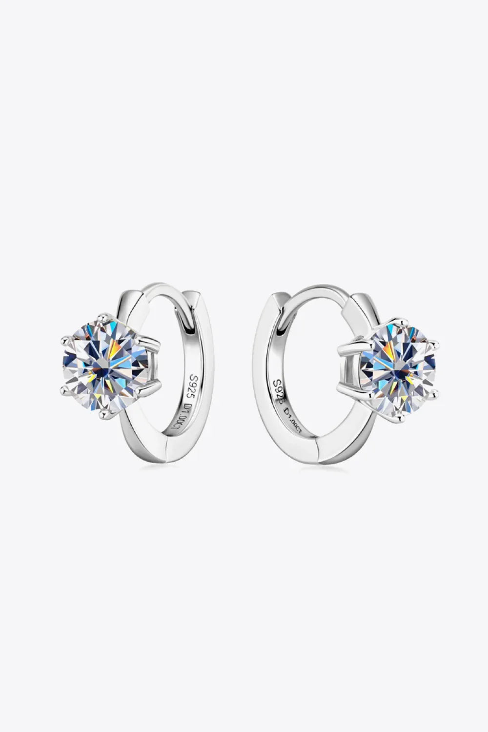 2 Carat Moissanite Sterling Silver Huggie Earrings - Southern Shores Clothing