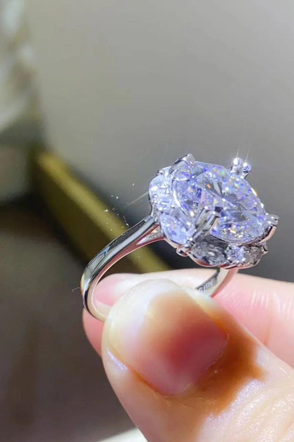 5 Carat Moissanite Sterling Silver Ring With Zircon Accents - Southern Shores Clothing