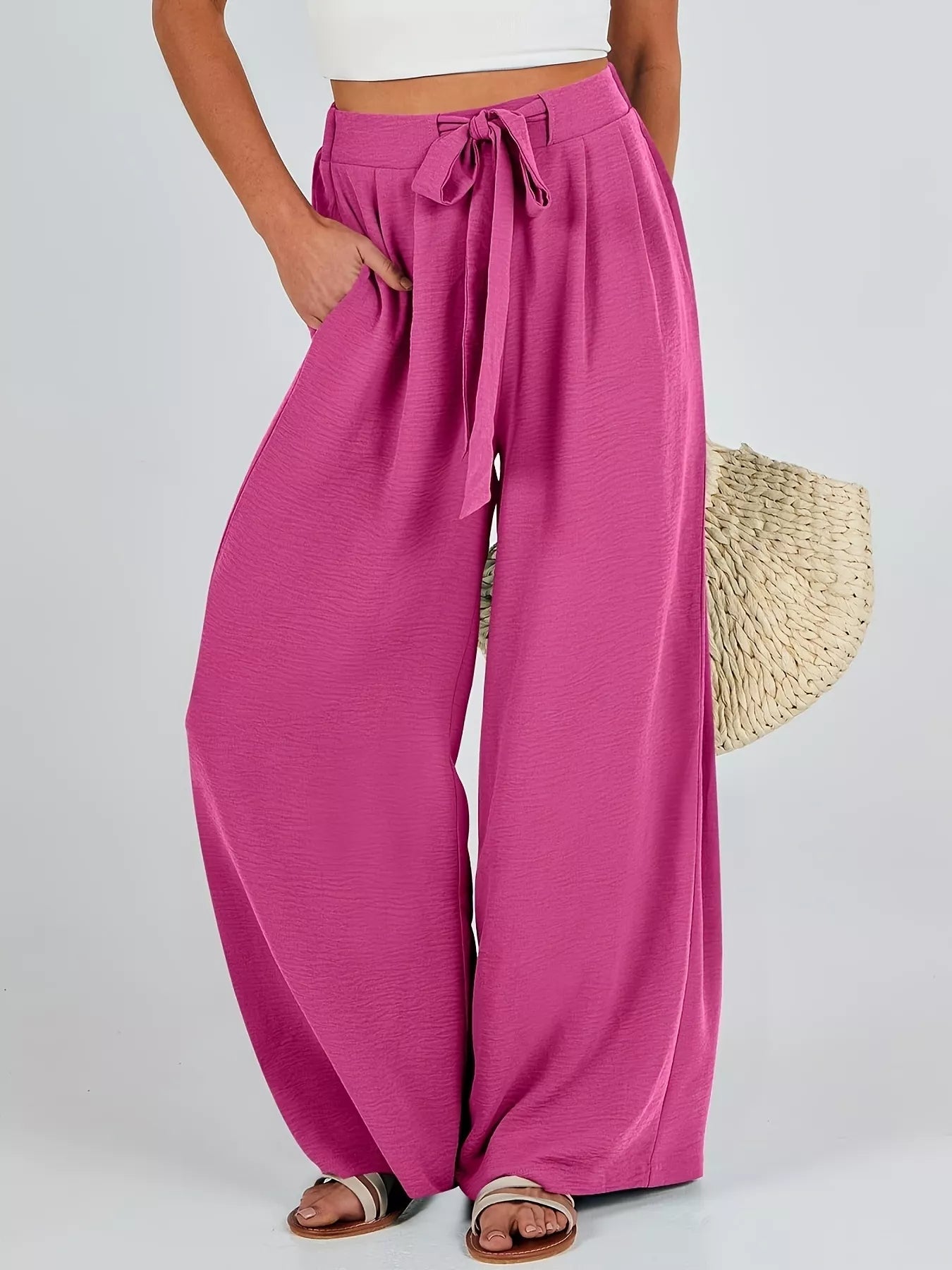 Southern Shores Women's Tied Wide-Leg Drawstring Pants