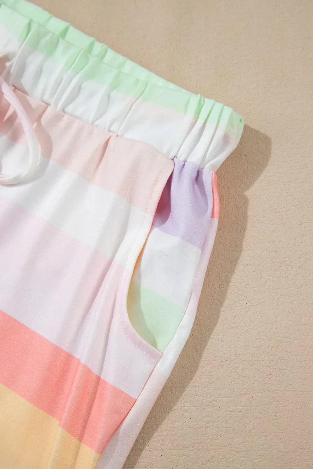 Striped Round Neck T Shirt And Shorts Lounge Set - Southern Shores Clothing