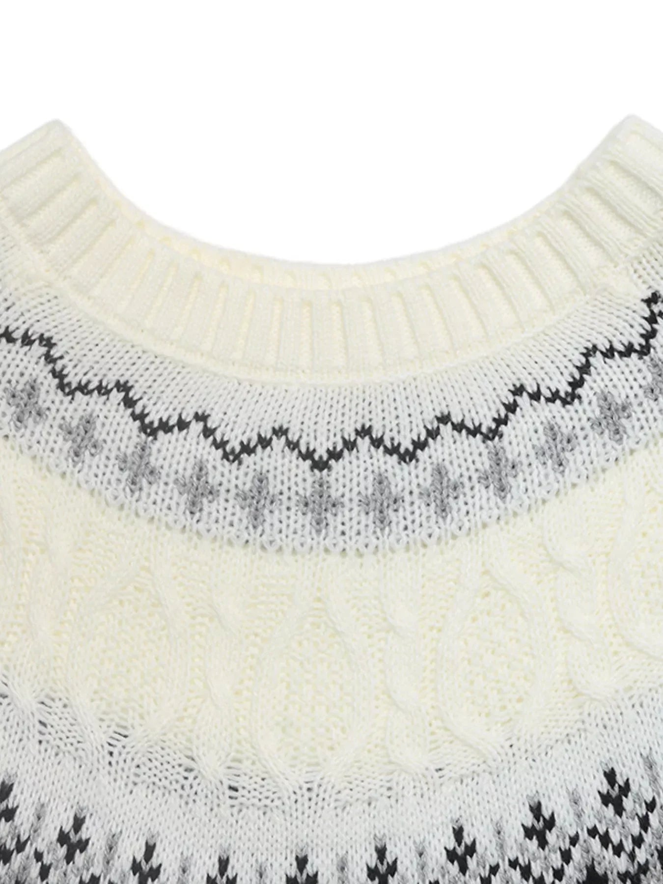 Fair Isle Round Neck Sweater With Stretch - Southern Shores Clothing