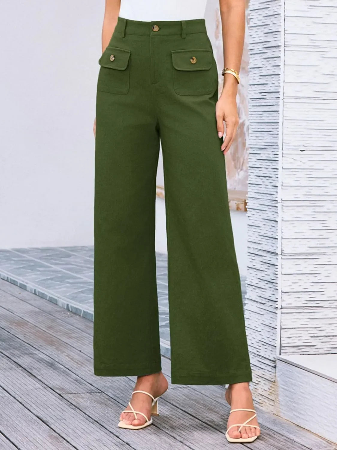 High Waist Wide Leg Relaxed Pants With Comfortable Fit - Southern Shores Clothing