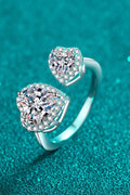 Heart-Shaped Moissanite Ring, Adjustable Sterling Silver - Southern Shores Clothing