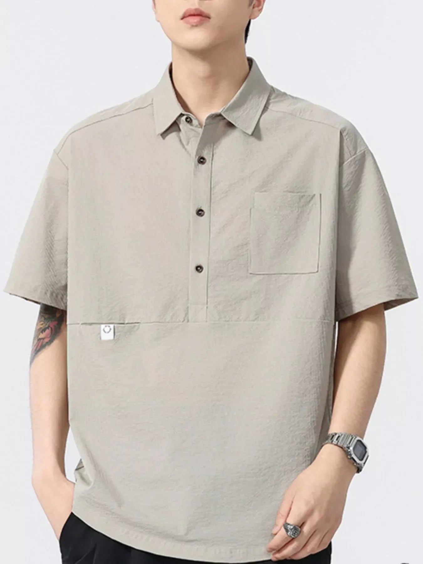 Plus Size Textured Short Sleeve Polo Shirt - Southern Shores Clothing