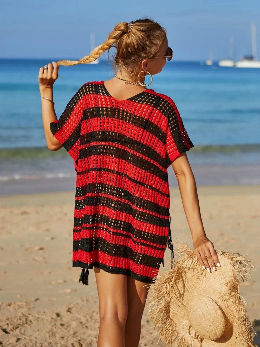Angel Wings Striped V-Neck Cover Up One Size - Southern Shores Clothing