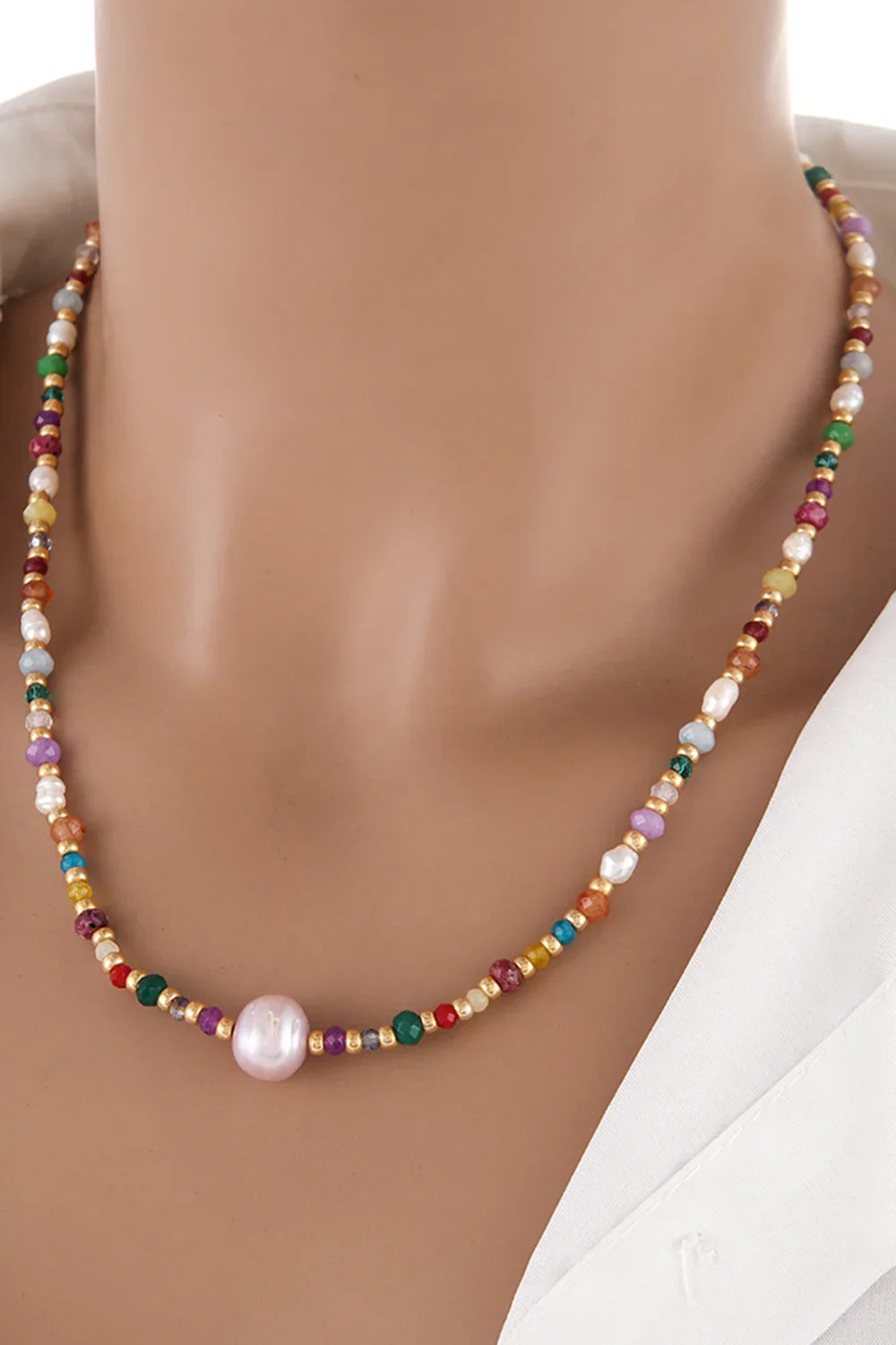 Coastal Bead Necklace With Pearls And Crystals - Southern Shores Clothing