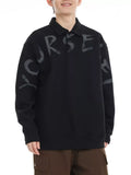 Plus Size Oversized Polo Sweatshirt With Letter Print - Southern Shores Clothing