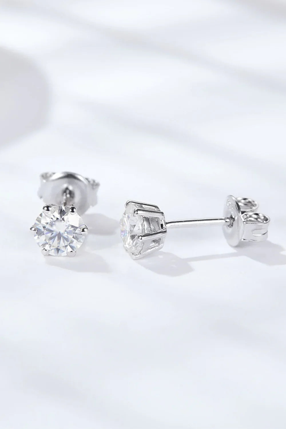 Minimalist Moissanite Stud Earrings In Sterling Silver - Southern Shores Clothing