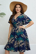 Honey Botanical Print Flutter Sleeve Smocked Waist Dress - Southern Shores Clothing