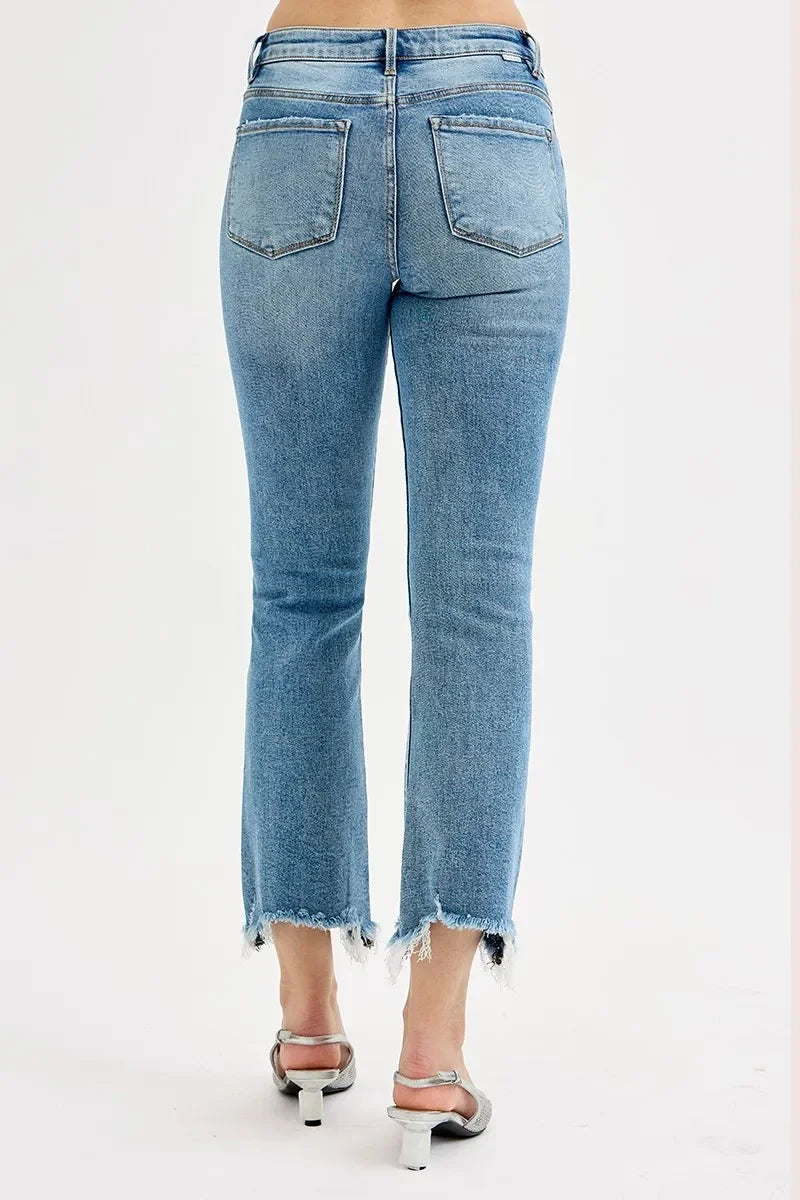 High Rise Crop Straight Denim Jeans Plus Size Stretch - Southern Shores Clothing