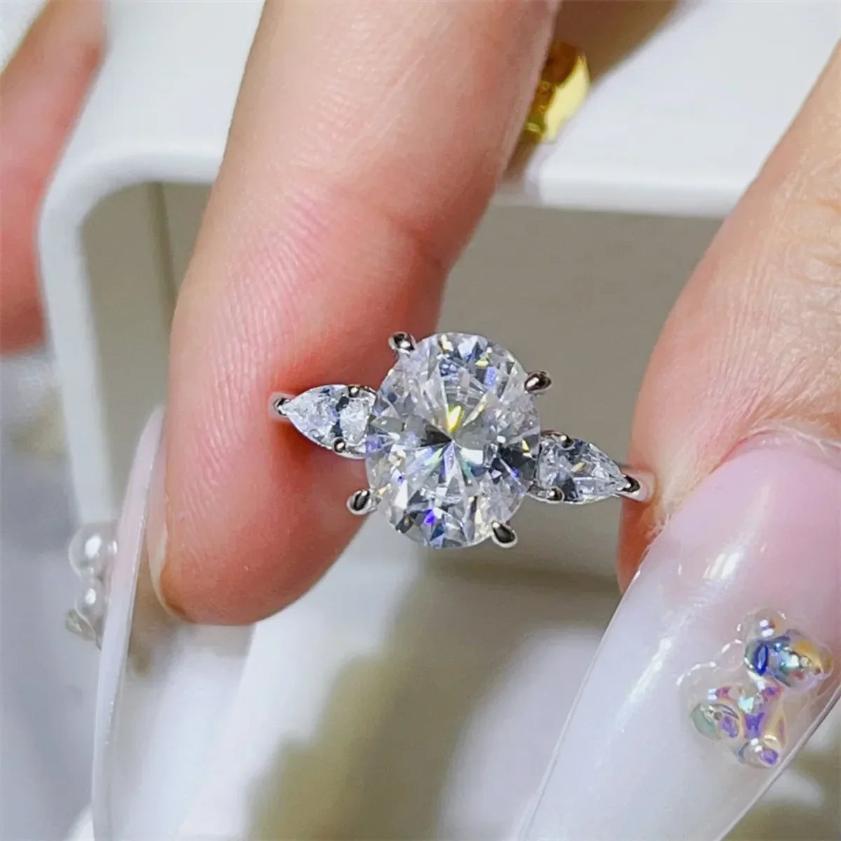3 Carat Moissanite Sterling Silver Ring Platinum Plated - Southern Shores Clothing