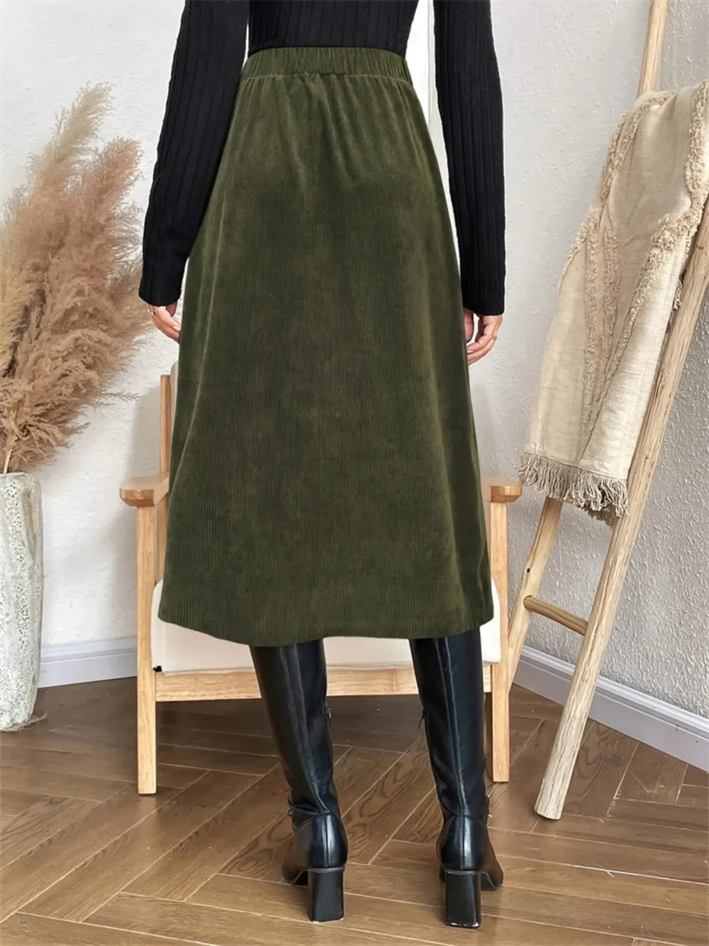 Comfortable Pocketed Elastic Waist Skirt - Southern Shores Clothing