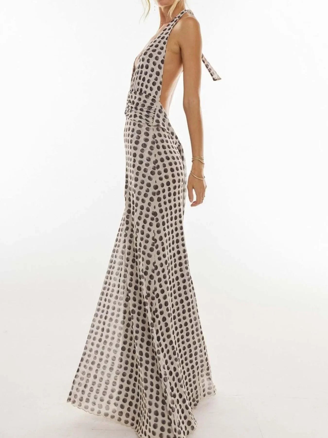 Floral Halter Neck Deep V Maxi Dress Beachwear - Southern Shores Clothing