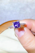 1 Carat Moissanite Platinum-Plated Square Ring - Southern Shores Clothing