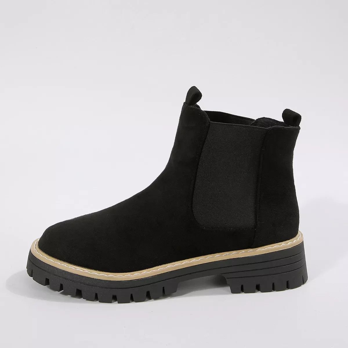 Round Toe Block Heel Boots Suede And Rubber - Southern Shores Clothing