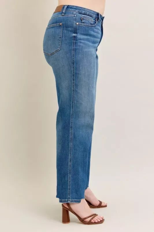 High Waist Tummy Control Wide Leg Jeans Plus Size Denim - Southern Shores Clothing