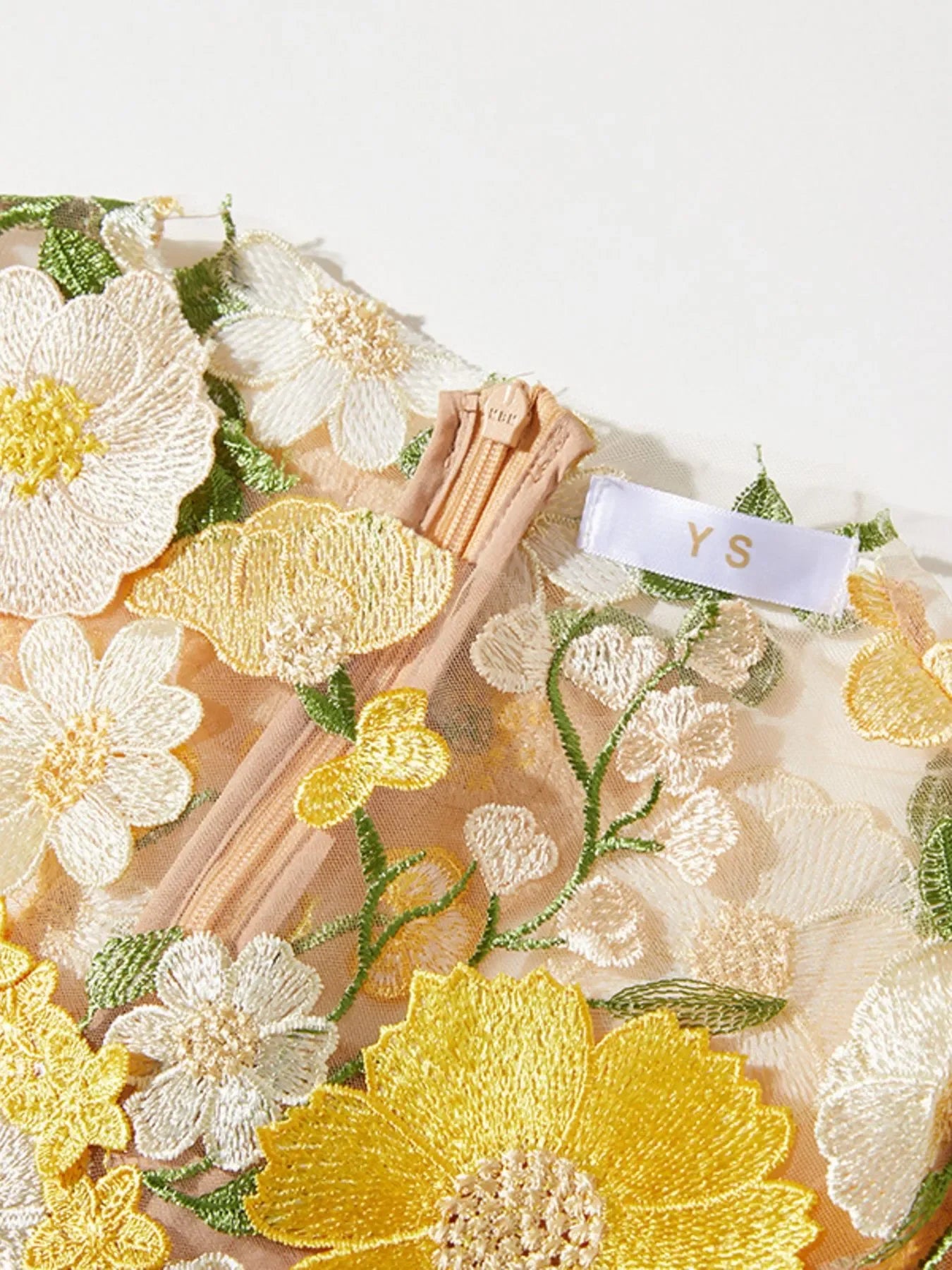 Floral Embroidered Magnolia Mesh Long Sleeve Midi Dress - Southern Shores Clothing