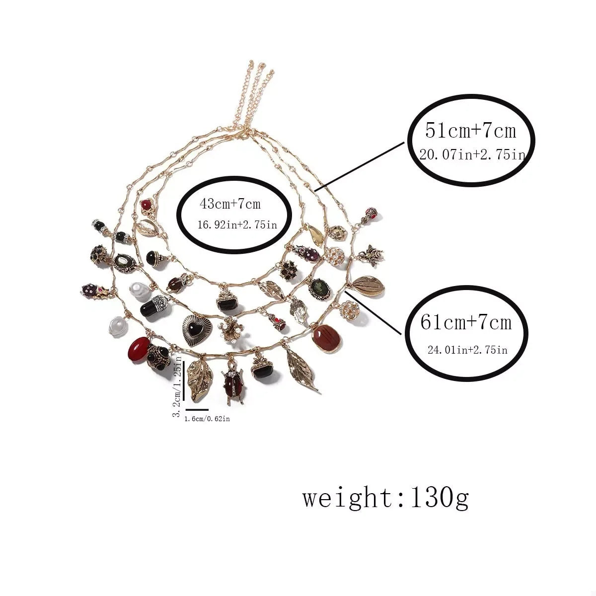 Three-Piece 18K Gold-Plated Gemstone Necklace Set - Southern Shores Clothing