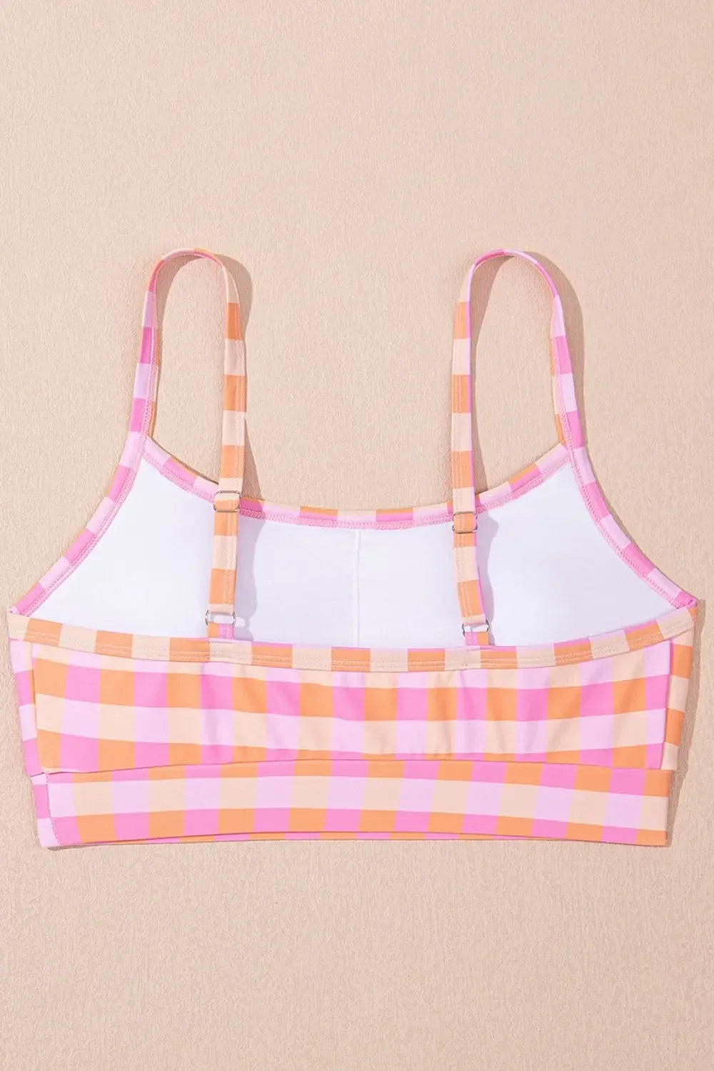 Plaid Print High Waist Bikini Set With Removable Pads Three Piece - Southern Shores Clothing