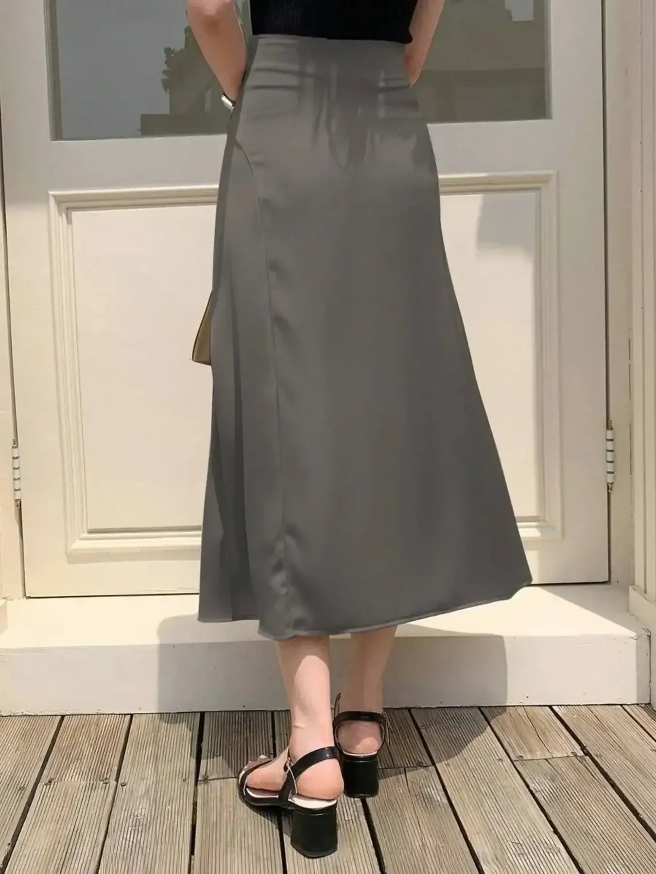 Asymmetric Wrap Midi Skirt With Fluted Hem - Southern Shores Clothing