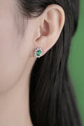 1 Carat Lab-Grown Emerald Sterling Silver Stud Earrings - Southern Shores Clothing