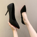Point Toe Stiletto Pumps Suede Rubber High Heel